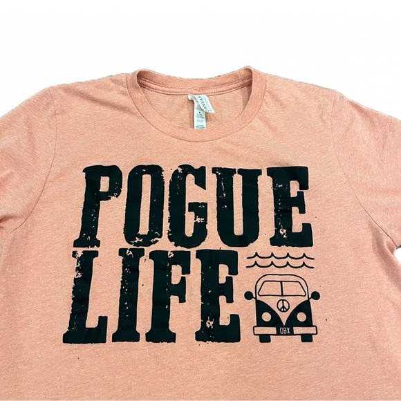 Bella Canvas Tops - ☮️ Bella Canvas Pogue Life OBX Graphic T-Shirt | Short Sleeves | Peach | Size M